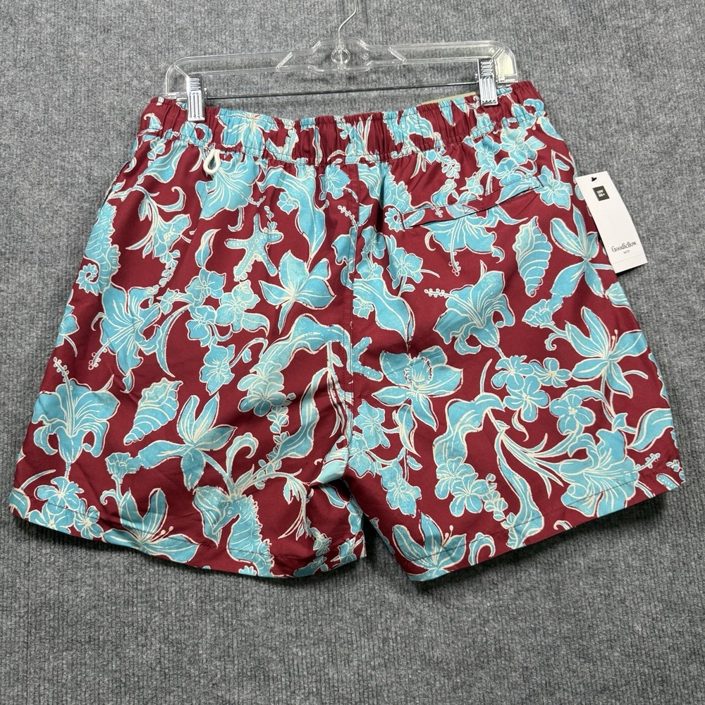 Goodfellow & Co Mens Swim Trunks Medium Red Blue Floral 5" Lined NWT - Picture 7 of 8